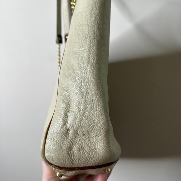 Vintage BALLY Large Ivory/Brown Leather Shoulder Bag - Picture 5 of 10